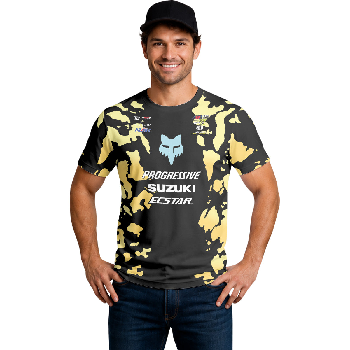Ken Roczen 94 Progressive Suzuki Ecstar Black Gold Camo Short Sleeve Motocross Jersey - lifestyle view