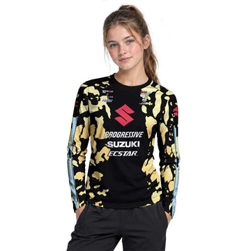 Ken Roczen 94 Progressive Suzuki Ecstar Black Gold Camo Youth Long Sleeve Motocross Jersey – Girl Lifestyle View