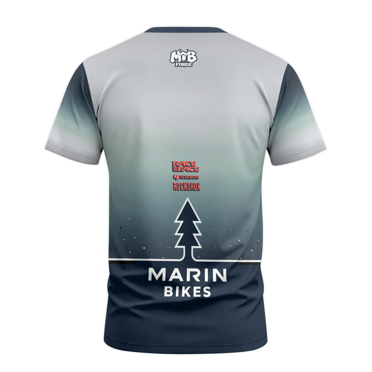 Marin Bikes Bear Flag Navy Gray Short Sleeve Mountain Bike Jersey – Back View Mockup