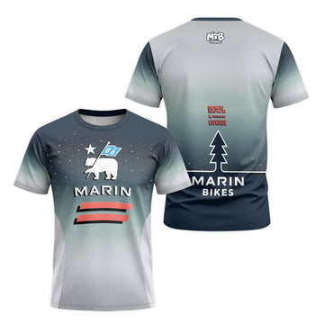 Marin Bikes Bear Flag Navy Gray Short Sleeve Mountain Bike Jersey – Front and Back View