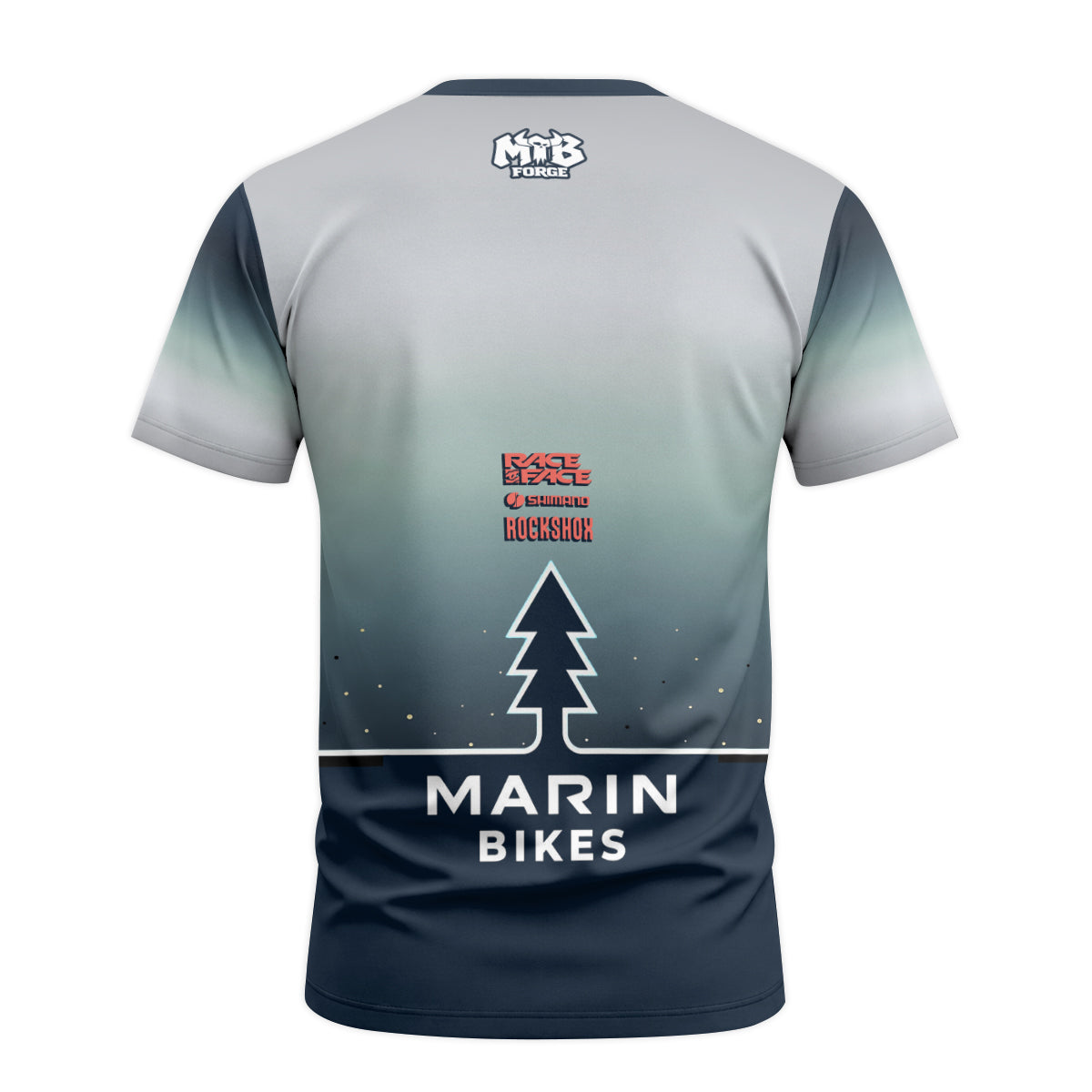 Marin Bikes Bear Flag Navy Gray Youth Short Sleeve Mountain Bike Jersey – Back View Mockup