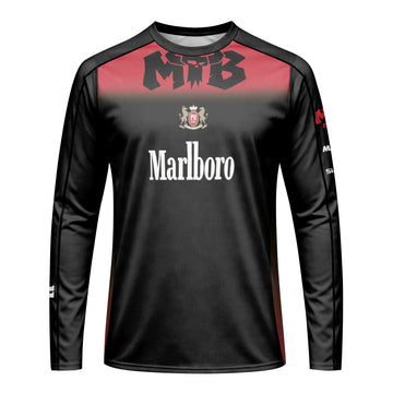Marlboro Black Red Long Sleeve Mountain Bike Jersey - front view mockup