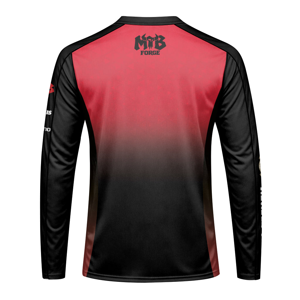 Marlboro Black Red Long Sleeve Mountain Bike Jersey - back view mockup
