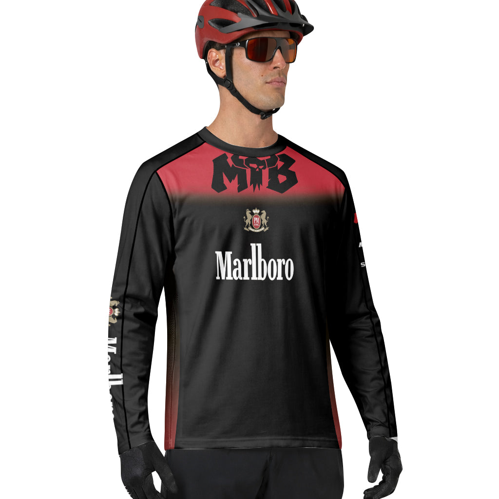 Marlboro Black Red Long Sleeve Mountain Bike Jersey - lifestyle view