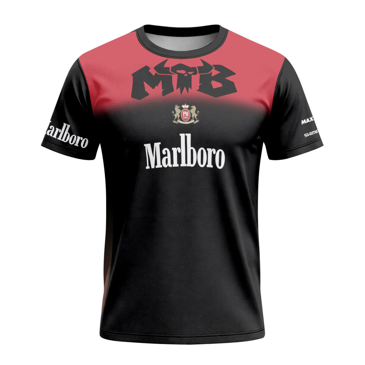 Marlboro Black Red Short Sleeve Mountain Bike Jersey - front view mockup