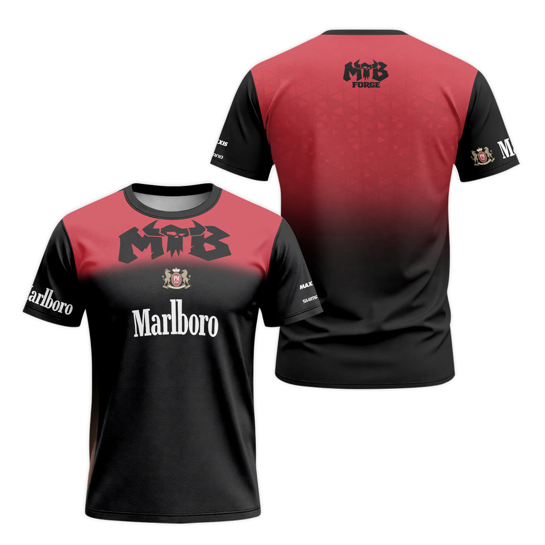 Marlboro Black Red Short Sleeve Mountain Bike Jersey - front and back view