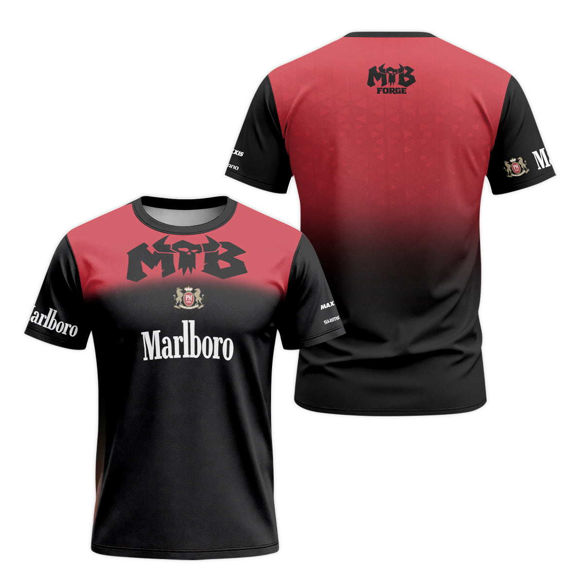 Marlboro Black Red Short Sleeve Mountain Bike Jersey - front and back view