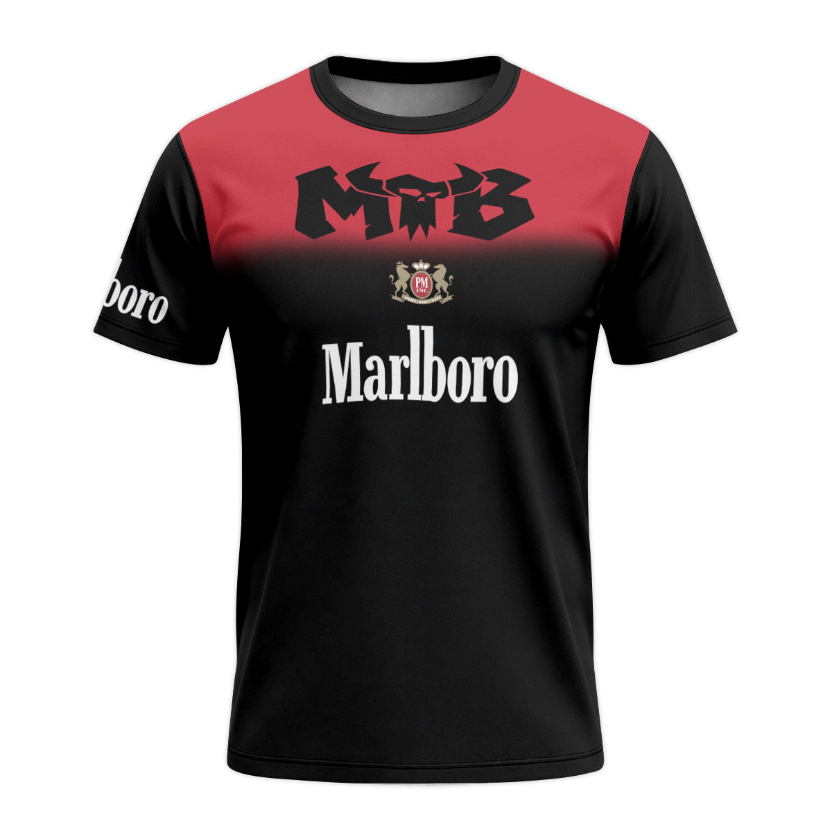 Marlboro Black Red Youth Short Sleeve Mountain Bike Jersey – Front View Mockup