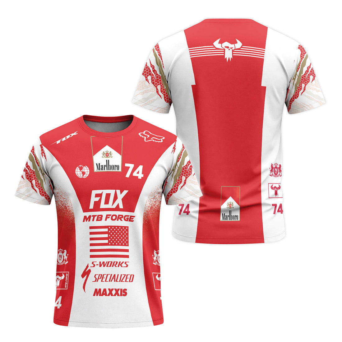 Marlboro Fox 74 Racing MTB T-Shirt | Marlboro MTB T-Shirt | MTB Tee - front and back view