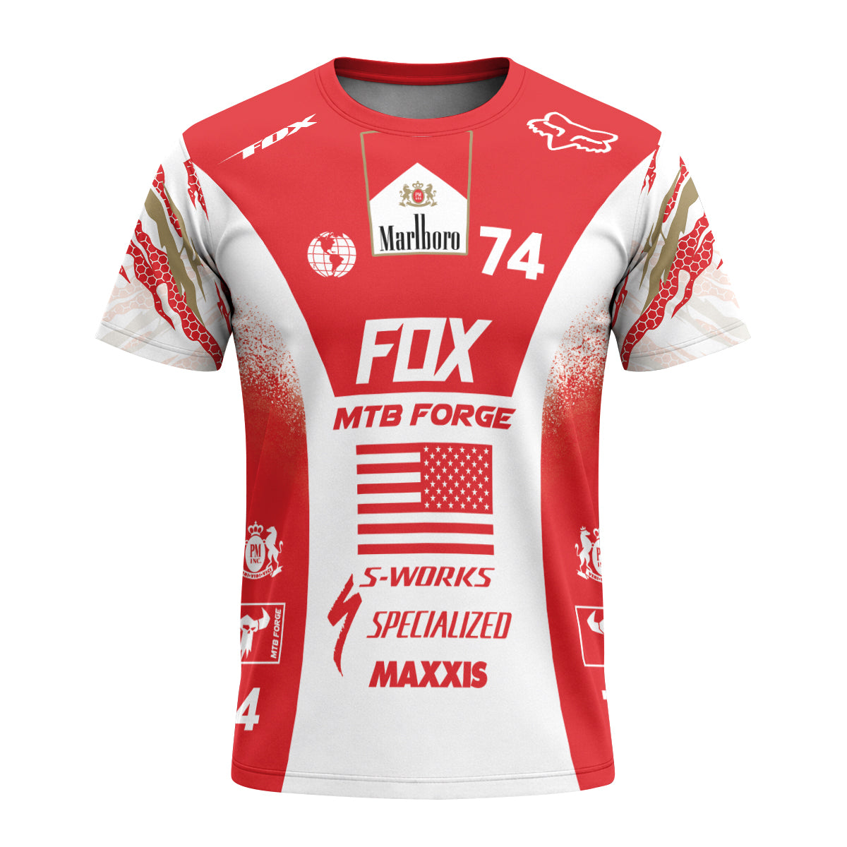 Marlboro Fox 74 Racing MTB T-Shirt | Marlboro MTB T-Shirt | MTB Tee - front view mockup