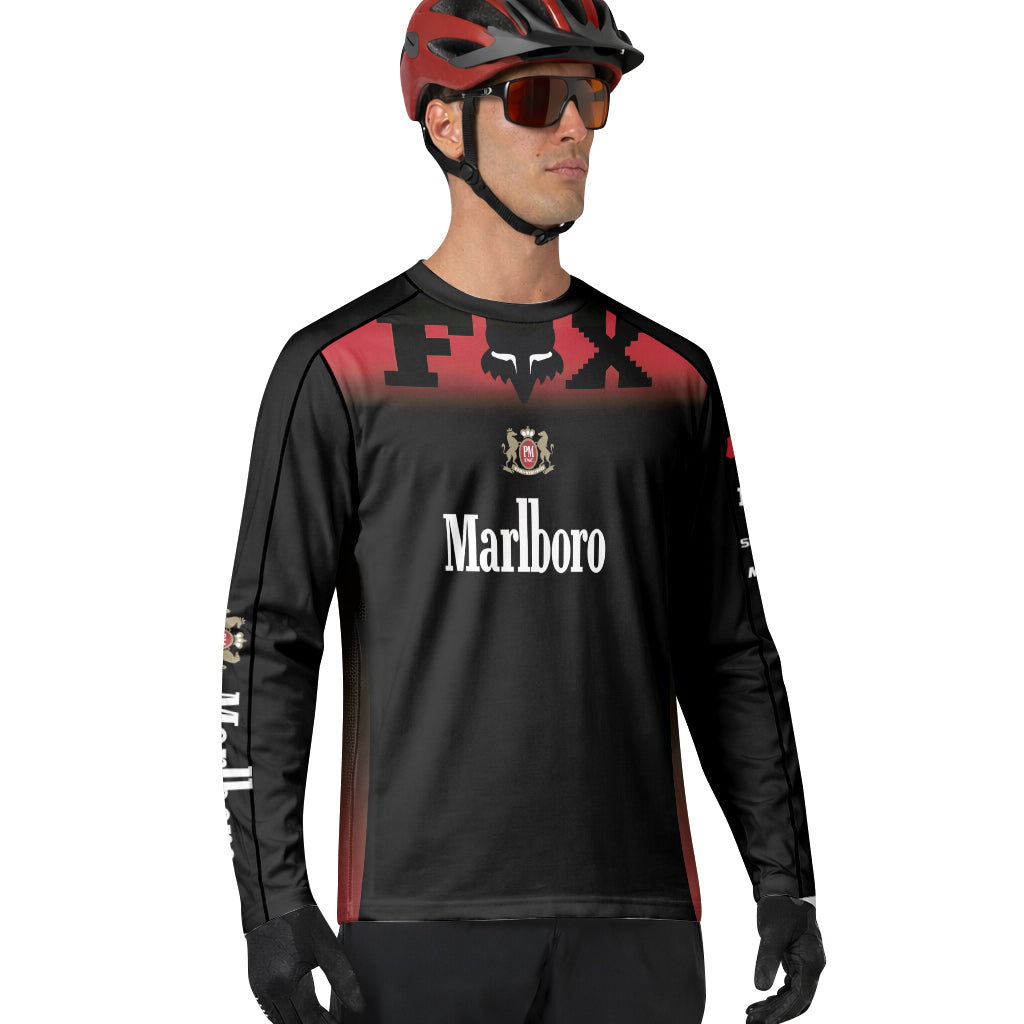 Marlboro Fox Black Red Long Sleeve Mountain Bike Jersey - lifestyle view