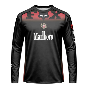Marlboro Fox Black Red Long Sleeve Mountain Bike Jersey - front view mockup