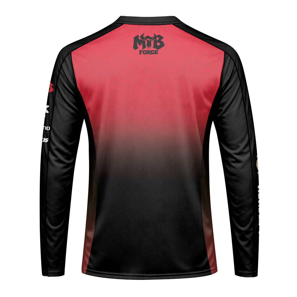 Marlboro Fox Black Red Long Sleeve Mountain Bike Jersey - front view mockup