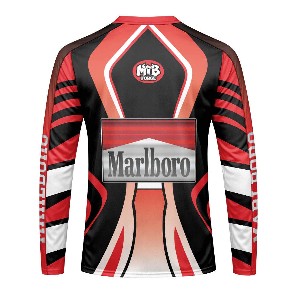 Marlboro MTB Retro Youth Long Sleeve Mountain Bike Jersey – Back View Mockup