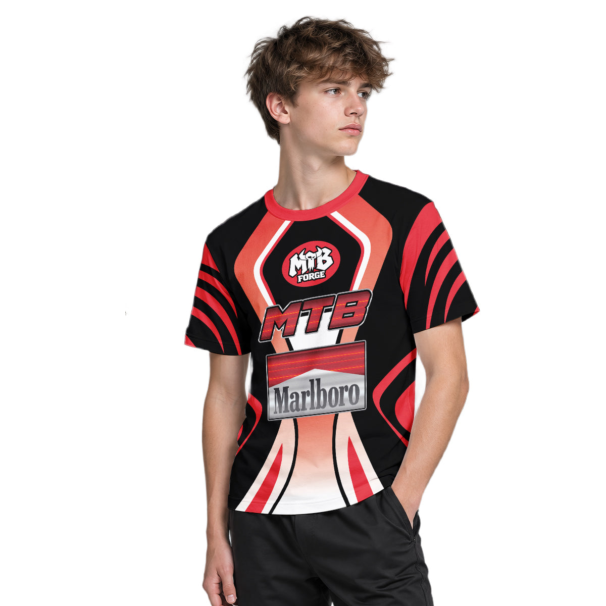 Marlboro MTB Retro Youth Short Sleeve Mountain Bike Jersey – Boy Lifestyle View