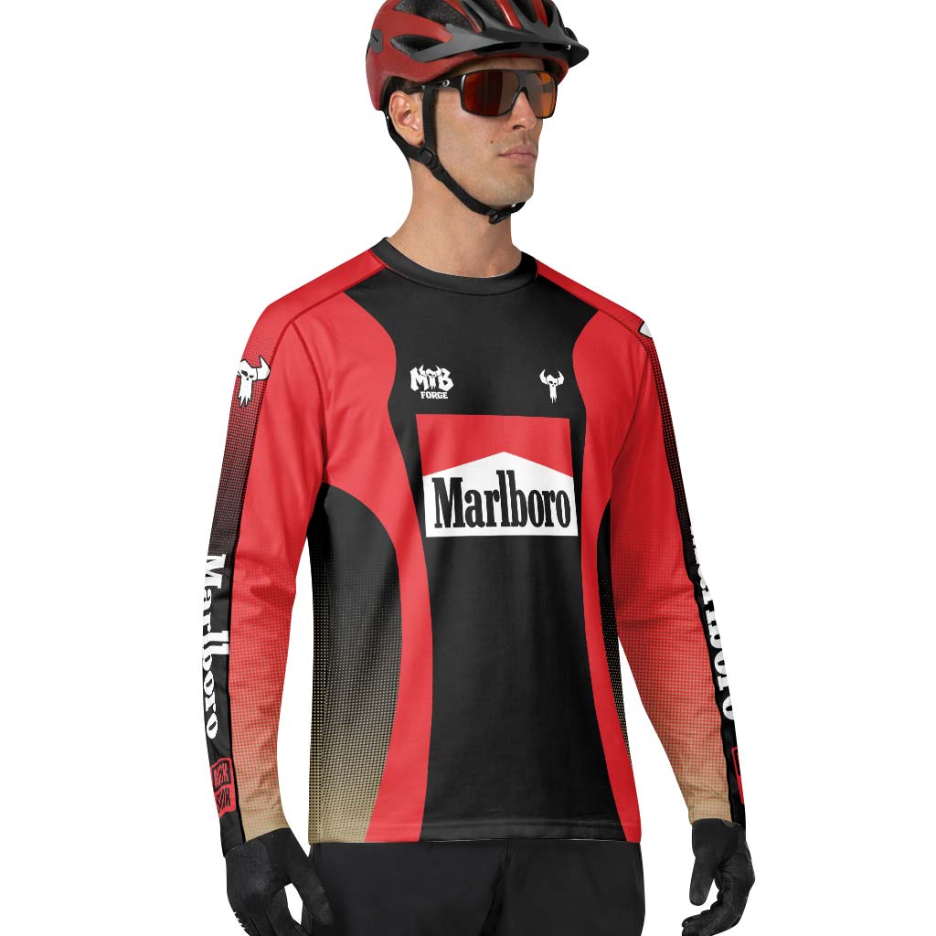 Marlboro Red Black Factory Race Long Sleeve Mountain Bike Jersey – Lifestyle View