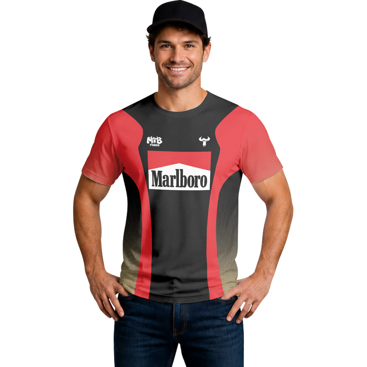 Marlboro Red Black Factory Race Short Sleeve Mountain Bike Jersey – Lifestyle View