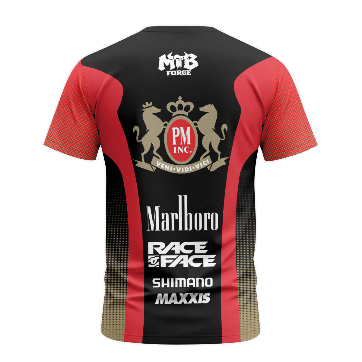 Marlboro Red Black Factory Race Short Sleeve Mountain Bike Jersey – Back View Mockup
