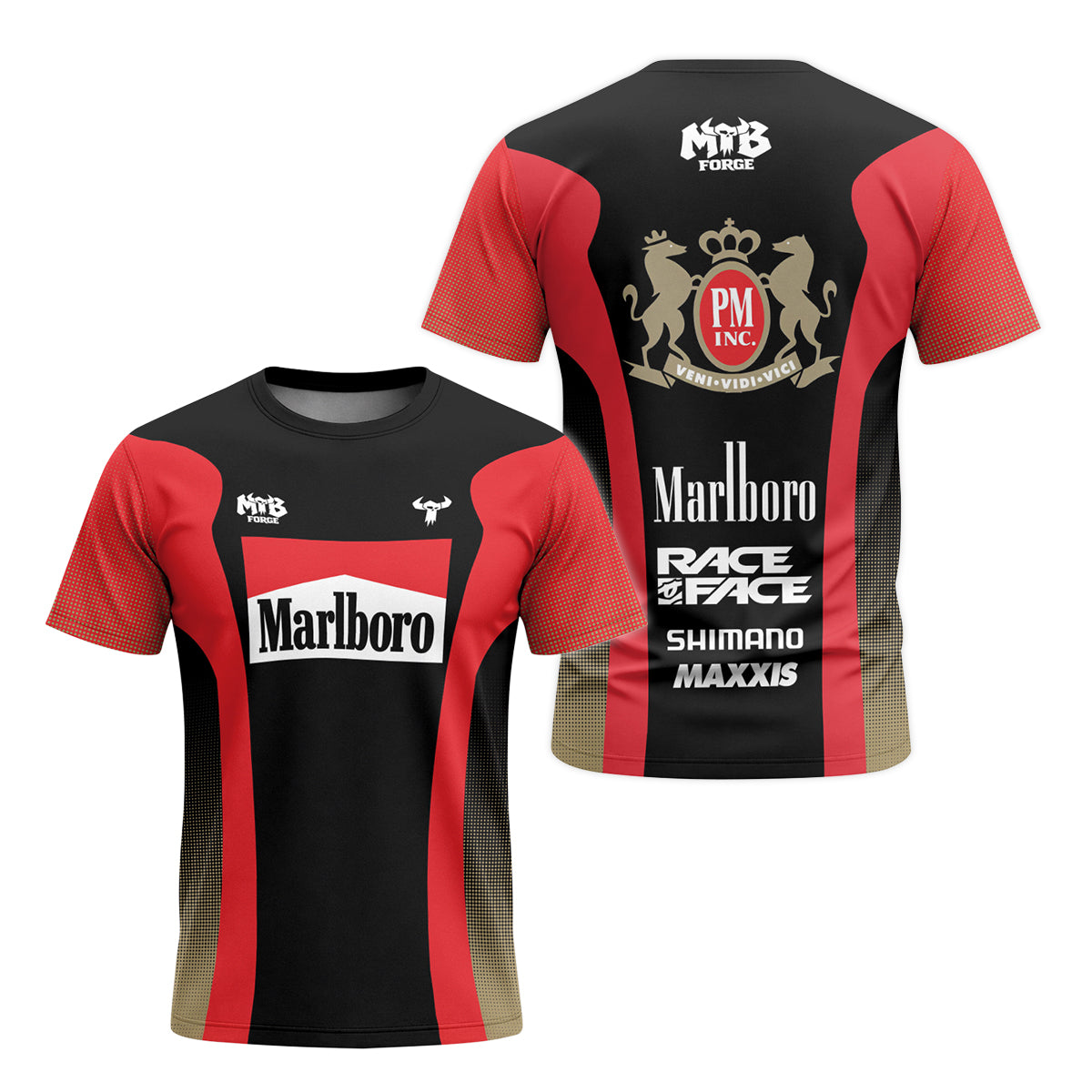 Marlboro Red Black Factory Race Short Sleeve Mountain Bike Jersey – Front and Back View
