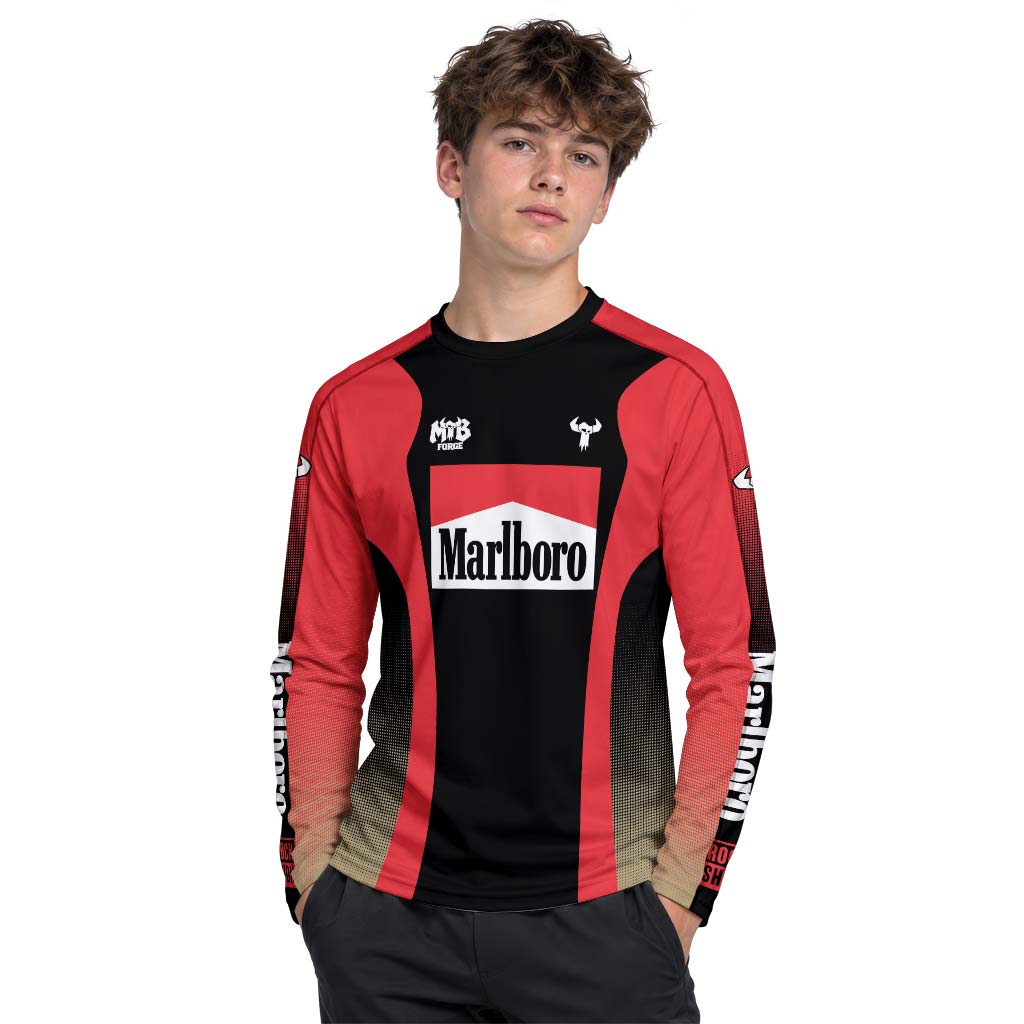 Marlboro Red Black Factory Race Youth Long Sleeve Mountain Bike Jersey – Boy Lifestyle View