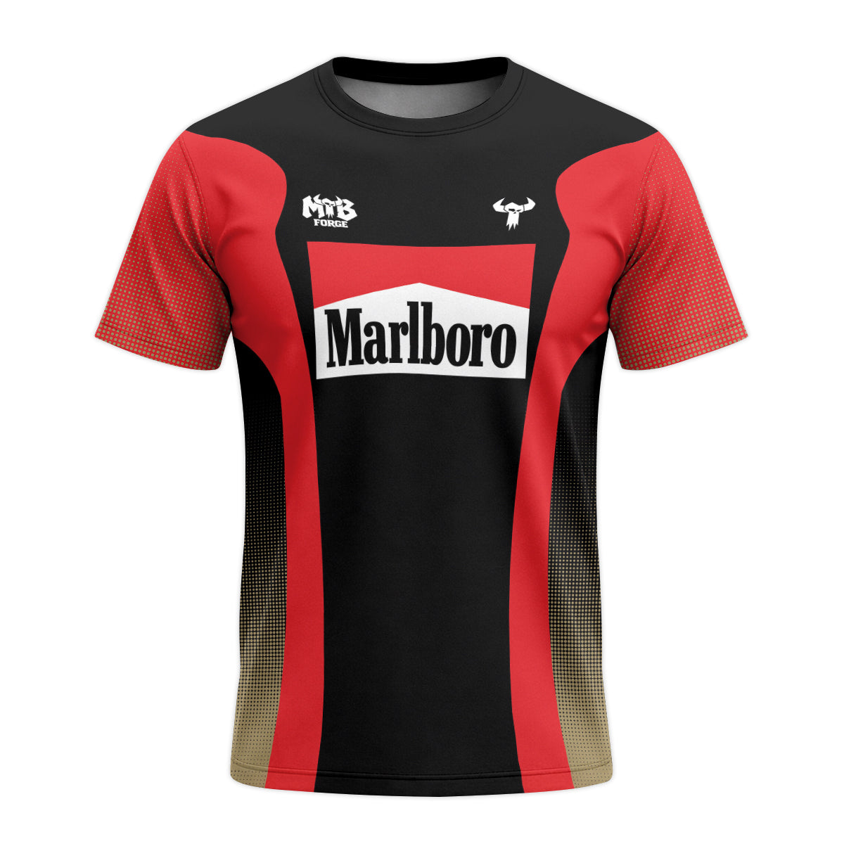 Marlboro Red Black Factory Race Youth Short Sleeve Mountain Bike Jersey – Front View Mockup