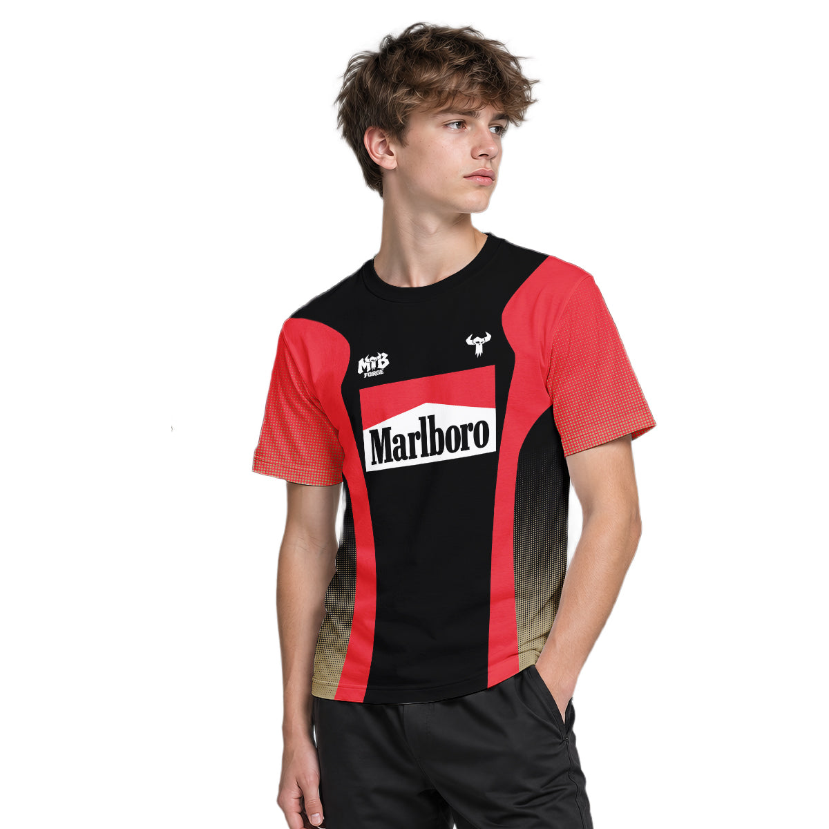 Marlboro Red Black Factory Race Youth Short Sleeve Mountain Bike Jersey – Boy Lifestyle View