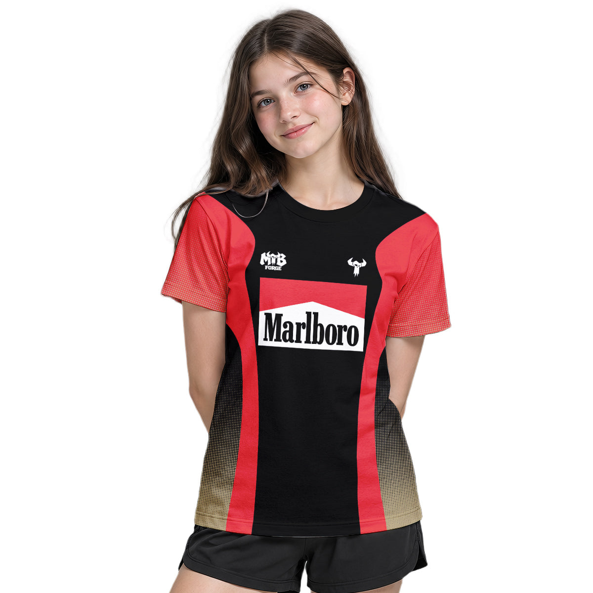 Marlboro Red Black Factory Race Youth Short Sleeve Mountain Bike Jersey – Girl Lifestyle View