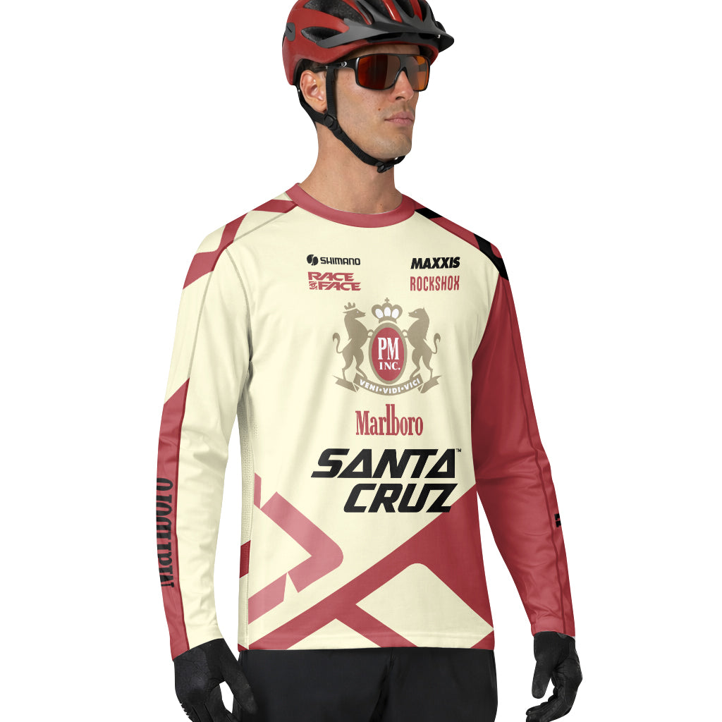 Marlboro Santa Cruz Cream Red Factory Long Sleeve Mountain Bike Jersey - lifestyle view