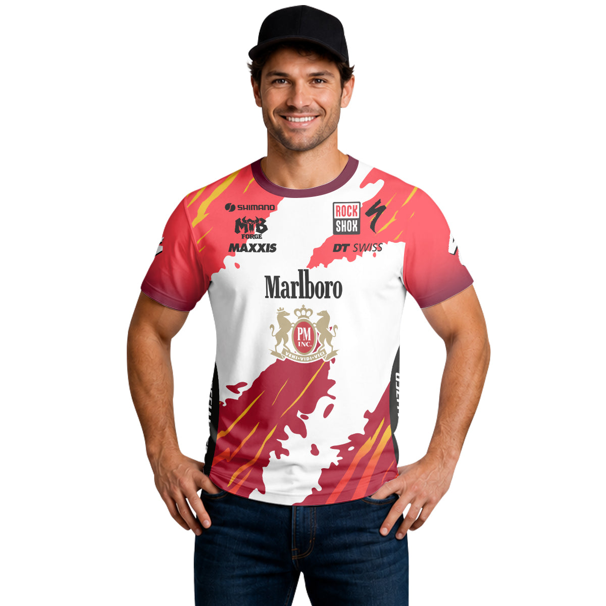Marlboro Specialized Red White Short Sleeve Mountain Bike Jersey - lifestyle view