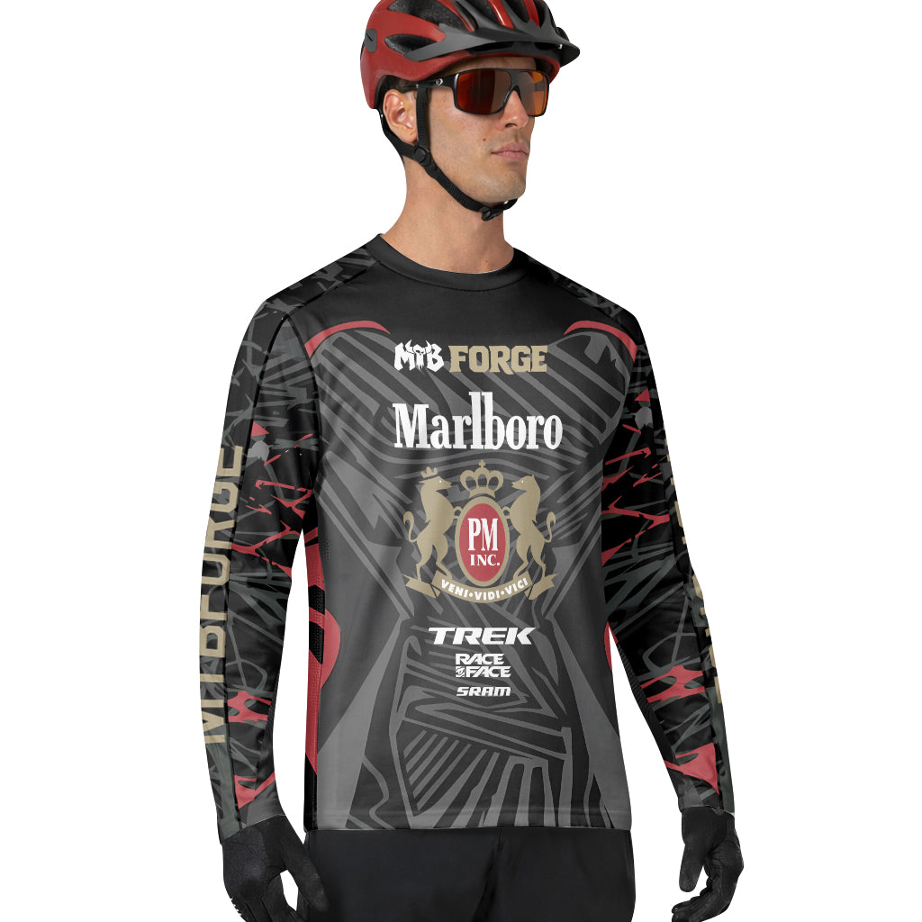Marlboro Trek Black Red Factory Race Long Sleeve Mountain Bike Jersey - lifestyle view