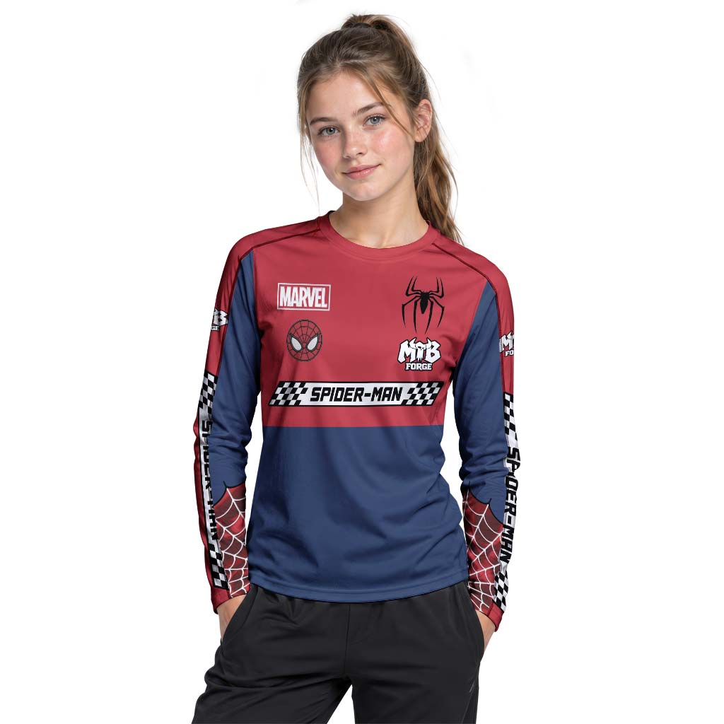Marvel Spider-Man Youth Long Sleeve Mountain Bike Jersey – Girl Lifestyle View
