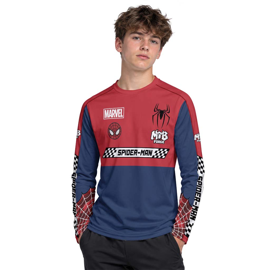 Marvel Spider-Man Youth Long Sleeve Mountain Bike Jersey – Boy Lifestyle View