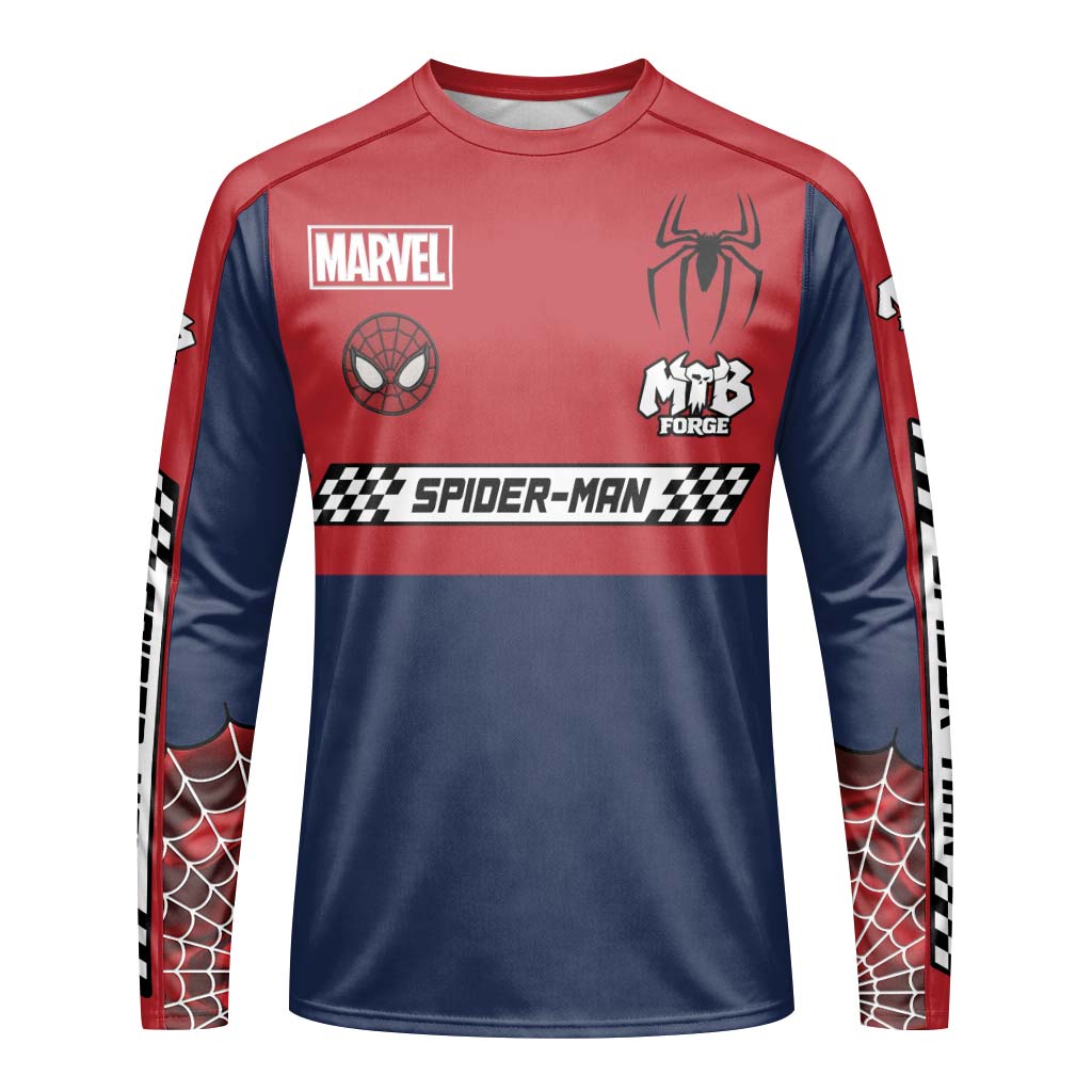 Marvel Spider-Man Youth Long Sleeve Mountain Bike Jersey – Front View Mockup