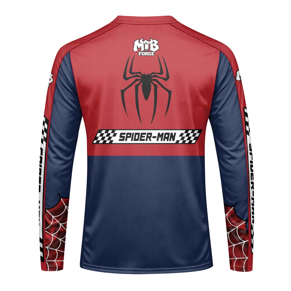 Marvel Spider-Man Youth Long Sleeve Mountain Bike Jersey – Back View Mockup