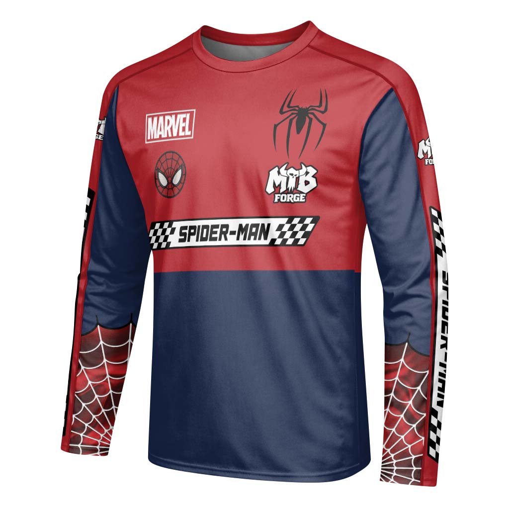 Marvel Spider-Man Youth Long Sleeve Mountain Bike Jersey – Left Side View Mockup