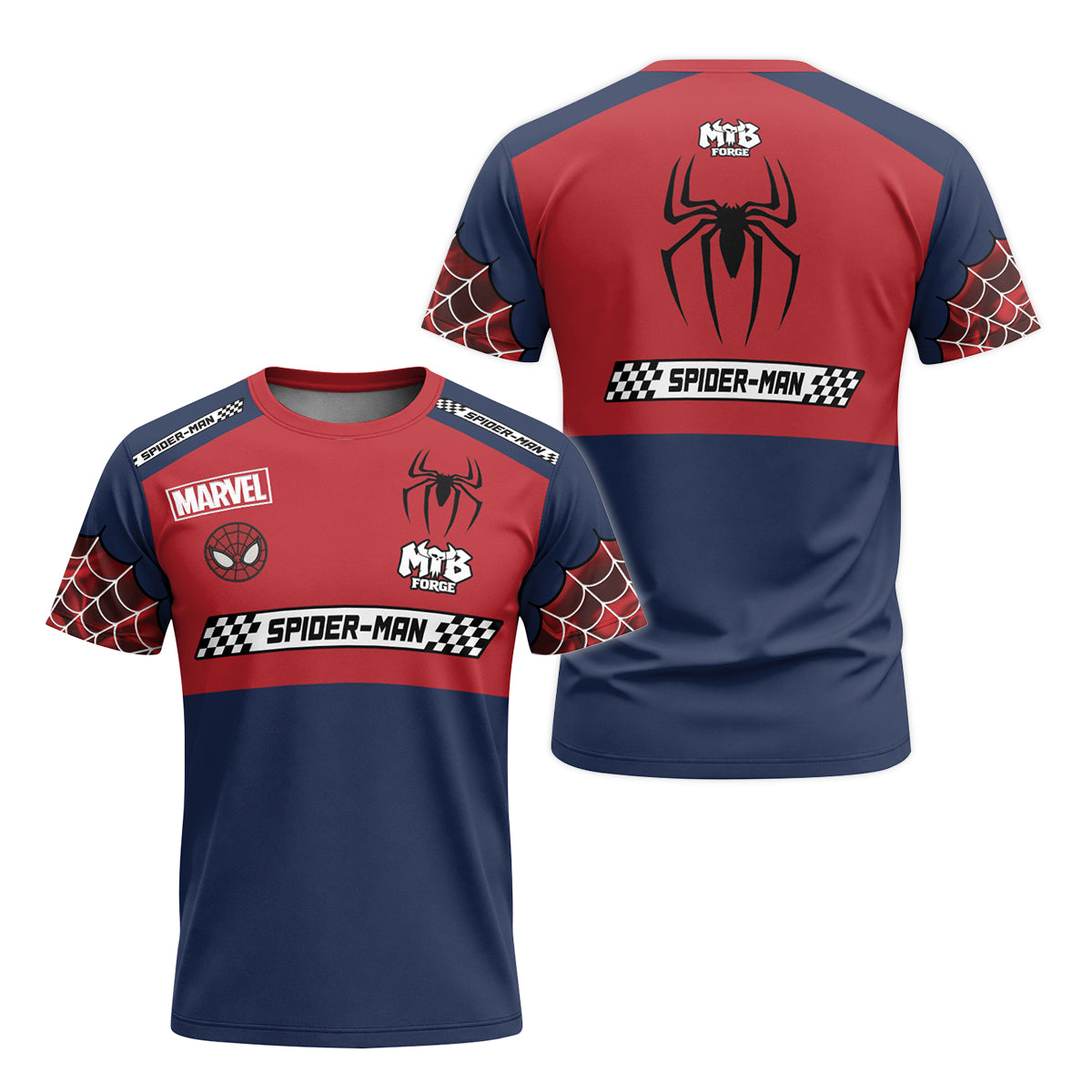 Marvel Spider-Man Youth Short Sleeve Mountain Bike Jersey – Front and Back View