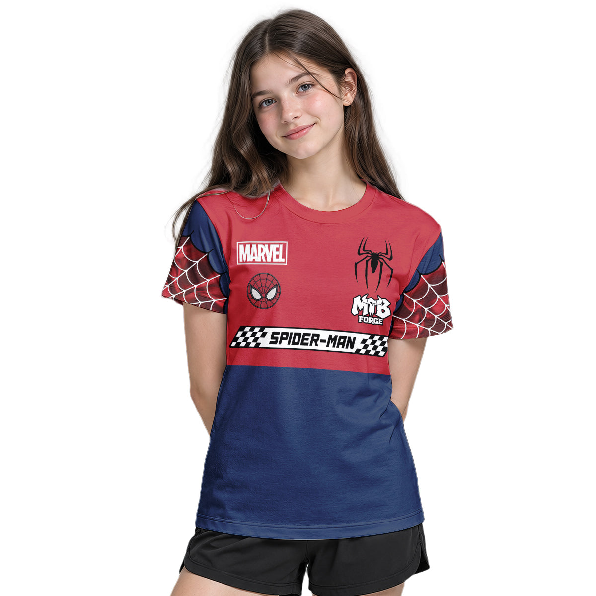 Marvel Spider-Man Youth Short Sleeve Mountain Bike Jersey – Girl Lifestyle View