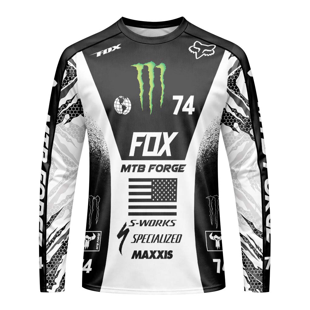 Monster Energy Fox 74 Downhill MTB Jersey | Monster Energy MTB Jersey - front view mockup