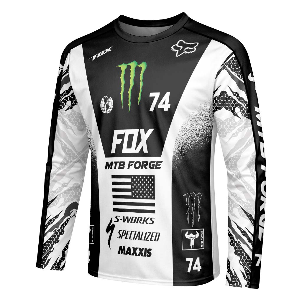 Monster Energy Fox 74 Downhill MTB Jersey | Monster Energy MTB Jersey - left side mockup