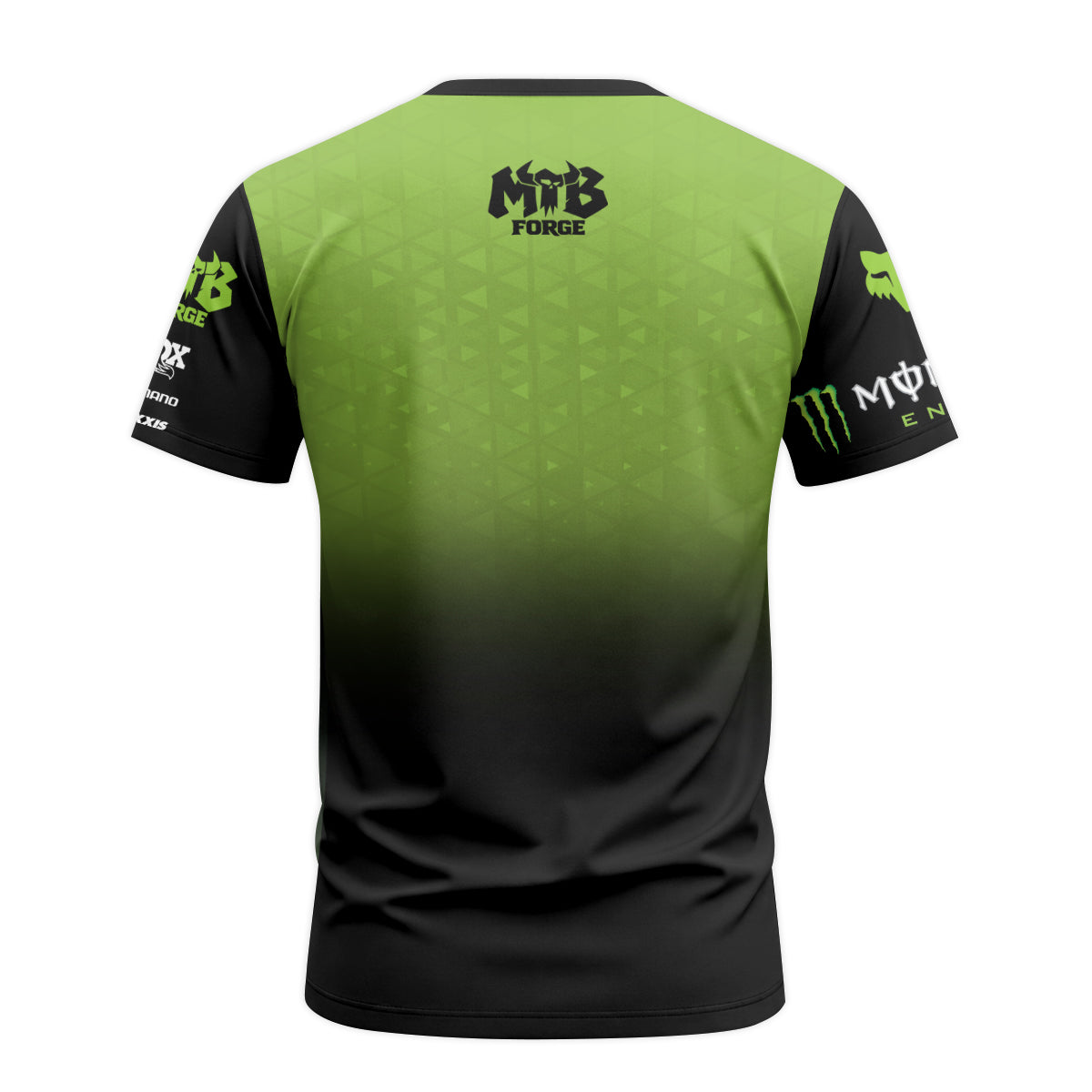 Monster Energy Fox Black Green Short Sleeve Mountain Bike Jersey - back view mockup