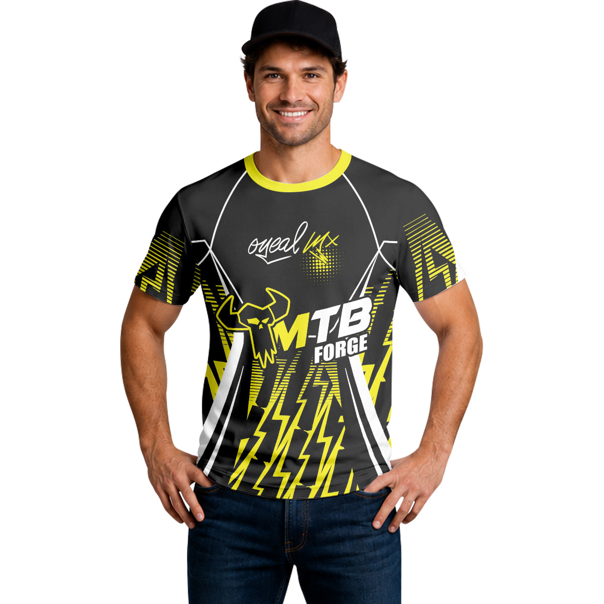 MTB Forge Racing Black Yellow Short Sleeve Motocross Jersey