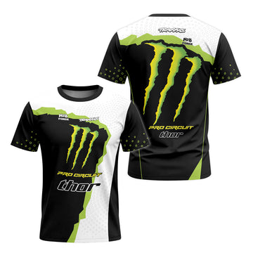 Monster Energy Pro Circuit Black White Green Short Sleeve Motocross Jersey - front and back view