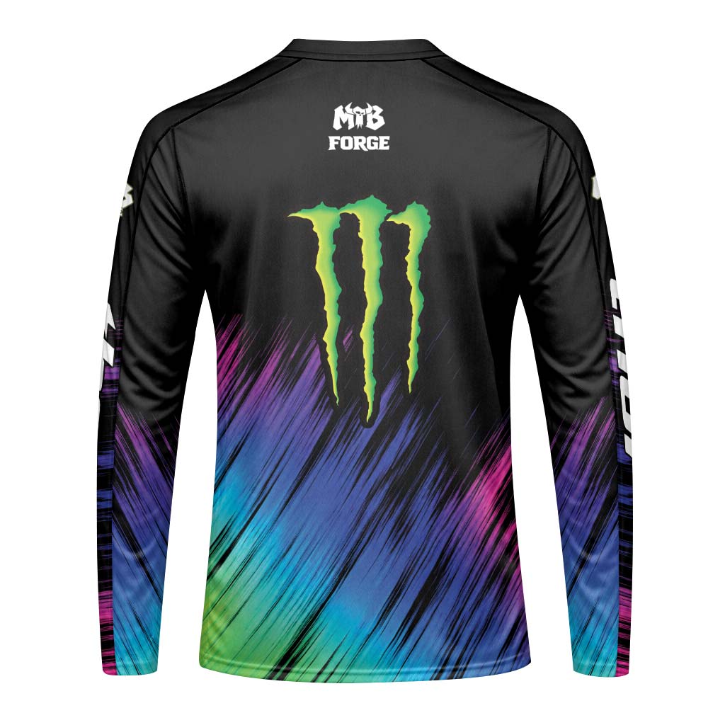 Monster Energy Pro Circuit Fox Neon Multicolor Long Sleeve Motocross Jersey - front view mockup