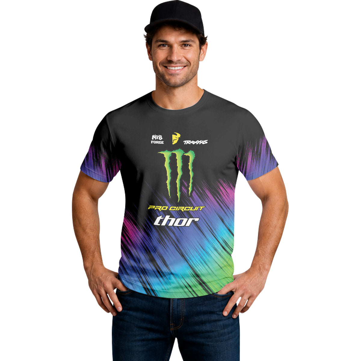 Monster Energy Pro Circuit Fox Neon Multicolor Short Sleeve Motocross Jersey - lifestyle view