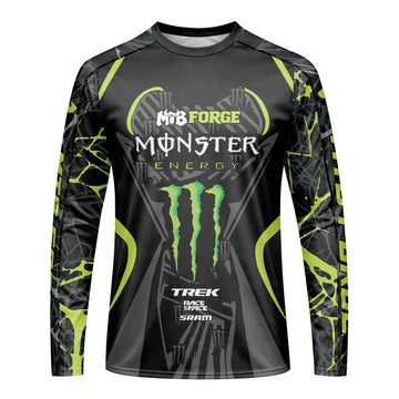 Monster Energy Trek Toxic Green Downhill Jersey | Trek MTB Jersey - front view mockup