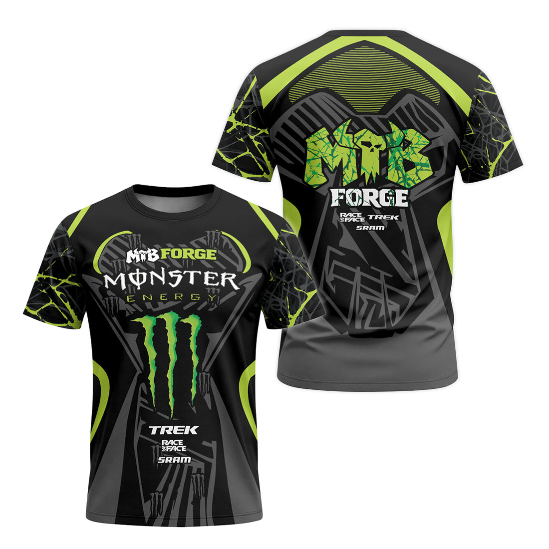 Monster Energy Trek Toxic Green Race T-Shirt | Monster Energy Race TEE - front and back view
