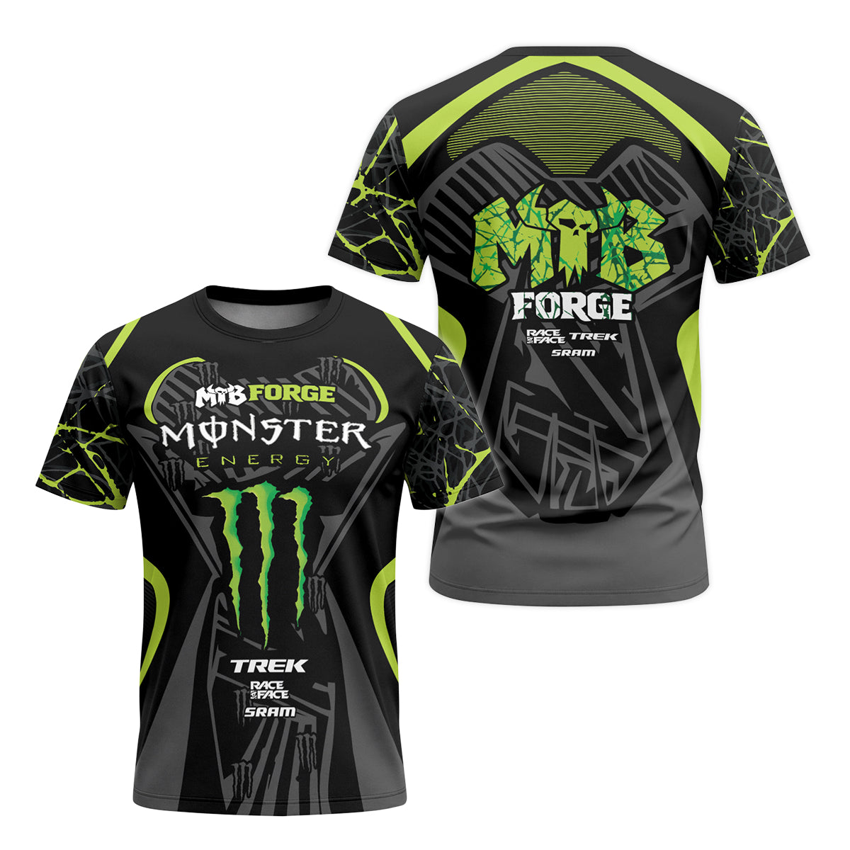 Monster Energy Trek Toxic Green Race T-Shirt | Monster Energy Race TEE - front and back view