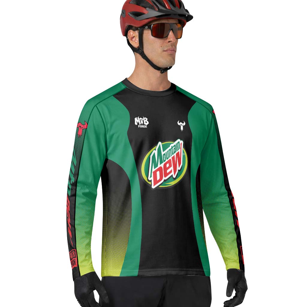 Mountain Dew Black Green Factory Race Long Sleeve Mountain Bike Jersey – Lifestyle View