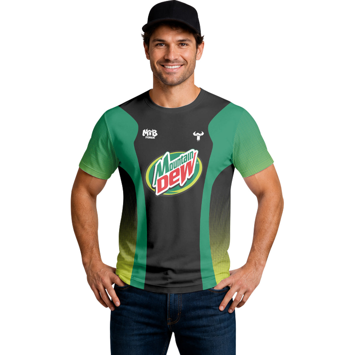 Mountain Dew Black Green Factory Race Short Sleeve Mountain Bike Jersey – Lifestyle View