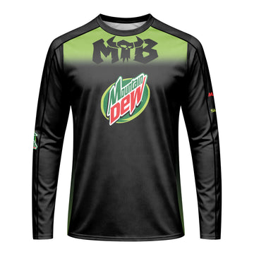 Mountain Dew Black Green Gradient Long Sleeve Mountain Bike Jersey – Front View Mockup